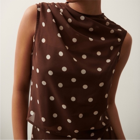 Abercrombie & Fitch Tops - Brown Polka Dot Sleeveless mesh top Abercrombie XS